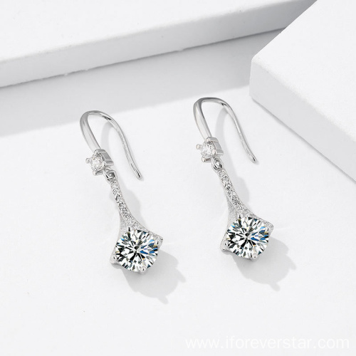 CZ Zircon Drop Earring 925 Silver Wedding Earrings